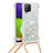 Samsung Galaxy A22 4G用シリコンケース ソフトタッチラバー ブリンブリン カバー 携帯ストラップ S03 サムスン シルバー