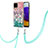 Samsung Galaxy A22 4G用シリコンケース ソフトタッチラバー バタフライ パターン カバー 携帯ストラップ Y03B サムスン カラフル