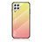 Samsung Galaxy A22 4G用ハイブリットバンパーケース プラスチック 鏡面 虹 グラデーション 勾配色 カバー LS1 サムスン イエロー