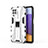 Samsung Galaxy A22 4G用ハイブリットバンパーケース スタンド プラスチック 兼シリコーン カバー マグネット式 サムスン ホワイト