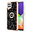 Samsung Galaxy A22 4G用シリコンケース ソフトタッチラバー バタフライ パターン カバー アンド指輪 YB2 サムスン ブラック