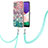 Samsung Galaxy A22 5G用シリコンケース ソフトタッチラバー バタフライ パターン カバー 携帯ストラップ Y03B サムスン カラフル