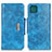 Samsung Galaxy A22 5G用手帳型 レザーケース スタンド カバー N04P サムスン ブルー