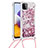Samsung Galaxy A22 5G用シリコンケース ソフトタッチラバー ブリンブリン カバー 携帯ストラップ S03 サムスン レッド