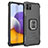 Samsung Galaxy A22 5G用ハイブリットバンパーケース プラスチック アンド指輪 マグネット式 ZJ1 サムスン ブラック