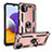 Samsung Galaxy A22 5G用ハイブリットバンパーケース プラスチック アンド指輪 マグネット式 MQ3 サムスン ローズゴールド