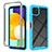 Samsung Galaxy A22 5G用360度 フルカバー ハイブリットバンパーケース クリア透明 プラスチック カバー ZJ3 サムスン ブルー