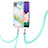 Samsung Galaxy A22 5G用シリコンケース ソフトタッチラバー バタフライ パターン カバー 携帯ストラップ Y05B サムスン 