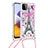 Samsung Galaxy A22 5G用シリコンケース ソフトタッチラバー ブリンブリン カバー 携帯ストラップ S02 サムスン 