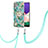 Samsung Galaxy A22s 5G用シリコンケース ソフトタッチラバー バタフライ パターン カバー 携帯ストラップ Y02B サムスン グリーン