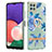 Samsung Galaxy A22s 5G用シリコンケース ソフトタッチラバー バタフライ パターン カバー アンド指輪 Y06B サムスン ネイビー
