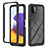Samsung Galaxy A22s 5G用360度 フルカバー ハイブリットバンパーケース クリア透明 プラスチック カバー ZJ1 サムスン ブラック