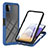 Samsung Galaxy A22s 5G用360度 フルカバー ハイブリットバンパーケース クリア透明 プラスチック カバー ZJ2 サムスン ネイビー
