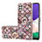 Samsung Galaxy A22s 5G用シリコンケース ソフトタッチラバー バタフライ パターン カバー アンド指輪 Y03B サムスン ブラウン