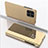 Samsung Galaxy A22s 5G用手帳型 レザーケース スタンド 鏡面 カバー L04 サムスン ゴールド