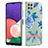Samsung Galaxy A22s 5G用シリコンケース ソフトタッチラバー バタフライ パターン カバー Y06B サムスン ネイビー
