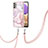 Samsung Galaxy A23 4G用シリコンケース ソフトタッチラバー バタフライ パターン カバー 携帯ストラップ Y05B サムスン ピンク