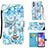 Samsung Galaxy A23 4G用手帳型 レザーケース スタンド パターン カバー Y02B サムスン ライトブルー
