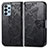 Samsung Galaxy A23 4G用手帳型 レザーケース スタンド バタフライ 蝶 カバー サムスン ブラック