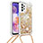 Samsung Galaxy A23 4G用シリコンケース ソフトタッチラバー ブリンブリン カバー 携帯ストラップ S03 サムスン ゴールド