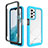 Samsung Galaxy A23 4G用360度 フルカバー ハイブリットバンパーケース クリア透明 プラスチック カバー JX1 サムスン ブルー