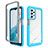 Samsung Galaxy A23 4G用360度 フルカバー ハイブリットバンパーケース クリア透明 プラスチック カバー ZJ3 サムスン ブルー