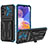 Samsung Galaxy A23 4G用ハイブリットバンパーケース スタンド プラスチック 兼シリコーン カバー YF1 サムスン ネイビー