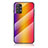 Samsung Galaxy A23 4G用ハイブリットバンパーケース プラスチック 鏡面 虹 グラデーション 勾配色 カバー LS2 サムスン オレンジ