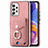 Samsung Galaxy A23 4G用シリコンケース ソフトタッチラバー レザー柄 カバー SD4 サムスン ピンク