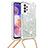 Samsung Galaxy A23 5G用シリコンケース ソフトタッチラバー ブリンブリン カバー 携帯ストラップ S03 サムスン シルバー
