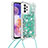 Samsung Galaxy A23 5G用シリコンケース ソフトタッチラバー ブリンブリン カバー 携帯ストラップ S03 サムスン グリーン