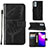 Samsung Galaxy A23 5G用手帳型 レザーケース スタンド バタフライ 蝶 カバー Y02B サムスン ブラック