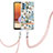 Samsung Galaxy A32 4G用シリコンケース ソフトタッチラバー バタフライ パターン カバー 携帯ストラップ Y06B サムスン ホワイト