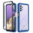 Samsung Galaxy A32 4G用360度 フルカバー ハイブリットバンパーケース クリア透明 プラスチック カバー ZJ3 サムスン ネイビー