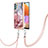 Samsung Galaxy A32 4G用シリコンケース ソフトタッチラバー バタフライ パターン カバー 携帯ストラップ YB7 サムスン ピンク
