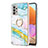Samsung Galaxy A32 4G用シリコンケース ソフトタッチラバー バタフライ パターン カバー アンド指輪 Y05B サムスン 