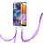 Samsung Galaxy A32 4G用シリコンケース ソフトタッチラバー バタフライ パターン カバー 携帯ストラップ YB7 サムスン 
