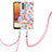 Samsung Galaxy A32 4G用シリコンケース ソフトタッチラバー バタフライ パターン カバー 携帯ストラップ Y06B サムスン 