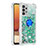 Samsung Galaxy A32 5G用シリコンケース ソフトタッチラバー ブリンブリン カバー アンド指輪 S01 サムスン グリーン