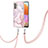 Samsung Galaxy A32 5G用シリコンケース ソフトタッチラバー バタフライ パターン カバー 携帯ストラップ Y05B サムスン ピンク