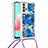 Samsung Galaxy A32 5G用シリコンケース ソフトタッチラバー ブリンブリン カバー 携帯ストラップ S02 サムスン ネイビー
