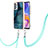 Samsung Galaxy A32 5G用シリコンケース ソフトタッチラバー バタフライ パターン カバー 携帯ストラップ YB7 サムスン グリーン