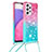 Samsung Galaxy A33 5G用シリコンケース ソフトタッチラバー ブリンブリン カバー 携帯ストラップ S01 サムスン ピンク