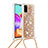 Samsung Galaxy A41用シリコンケース ソフトタッチラバー ブリンブリン カバー 携帯ストラップ S03 サムスン ゴールド