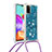 Samsung Galaxy A41用シリコンケース ソフトタッチラバー ブリンブリン カバー 携帯ストラップ S03 サムスン ネイビー