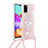 Samsung Galaxy A41用シリコンケース ソフトタッチラバー ブリンブリン カバー 携帯ストラップ S03 サムスン 