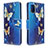 Samsung Galaxy A51 5G用手帳型 レザーケース スタンド パターン カバー B03F サムスン ブルー