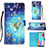 Samsung Galaxy A52 4G用手帳型 レザーケース スタンド パターン カバー Y03B サムスン ブルー