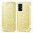 Samsung Galaxy A52 4G用手帳型 レザーケース スタンド パターン カバー S01D サムスン ゴールド