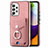 Samsung Galaxy A52 4G用シリコンケース ソフトタッチラバー レザー柄 カバー SD4 サムスン ピンク